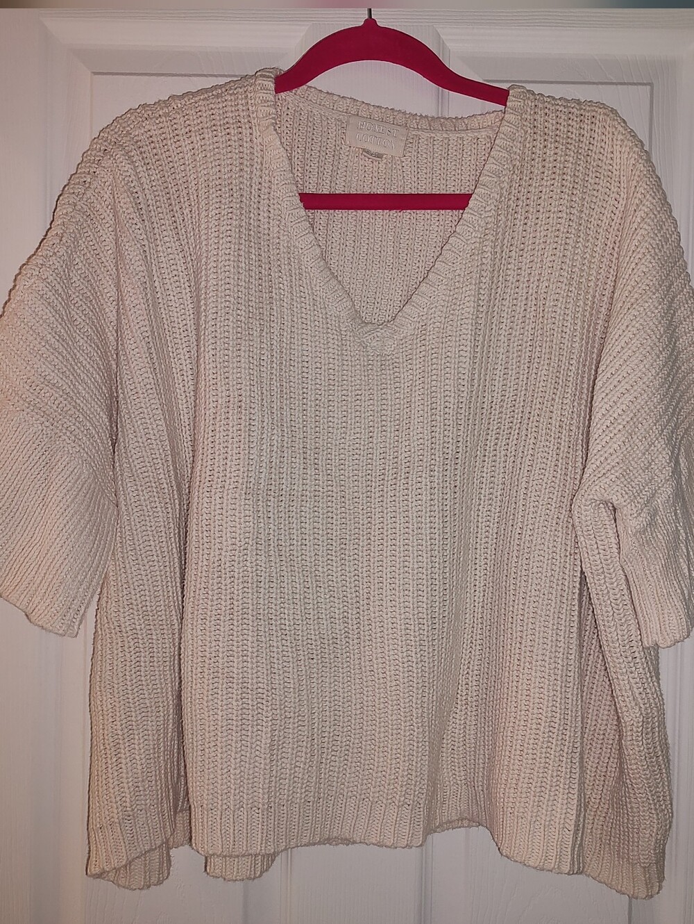 Honest Cotton Pullover Chunky Fisherman Top Sweater Oversized Cream M L XL XXL